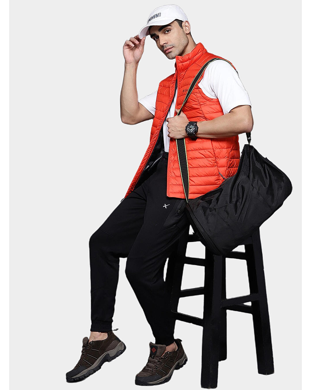 Columbia Men Orange Silver Falls Vest Jacket 
