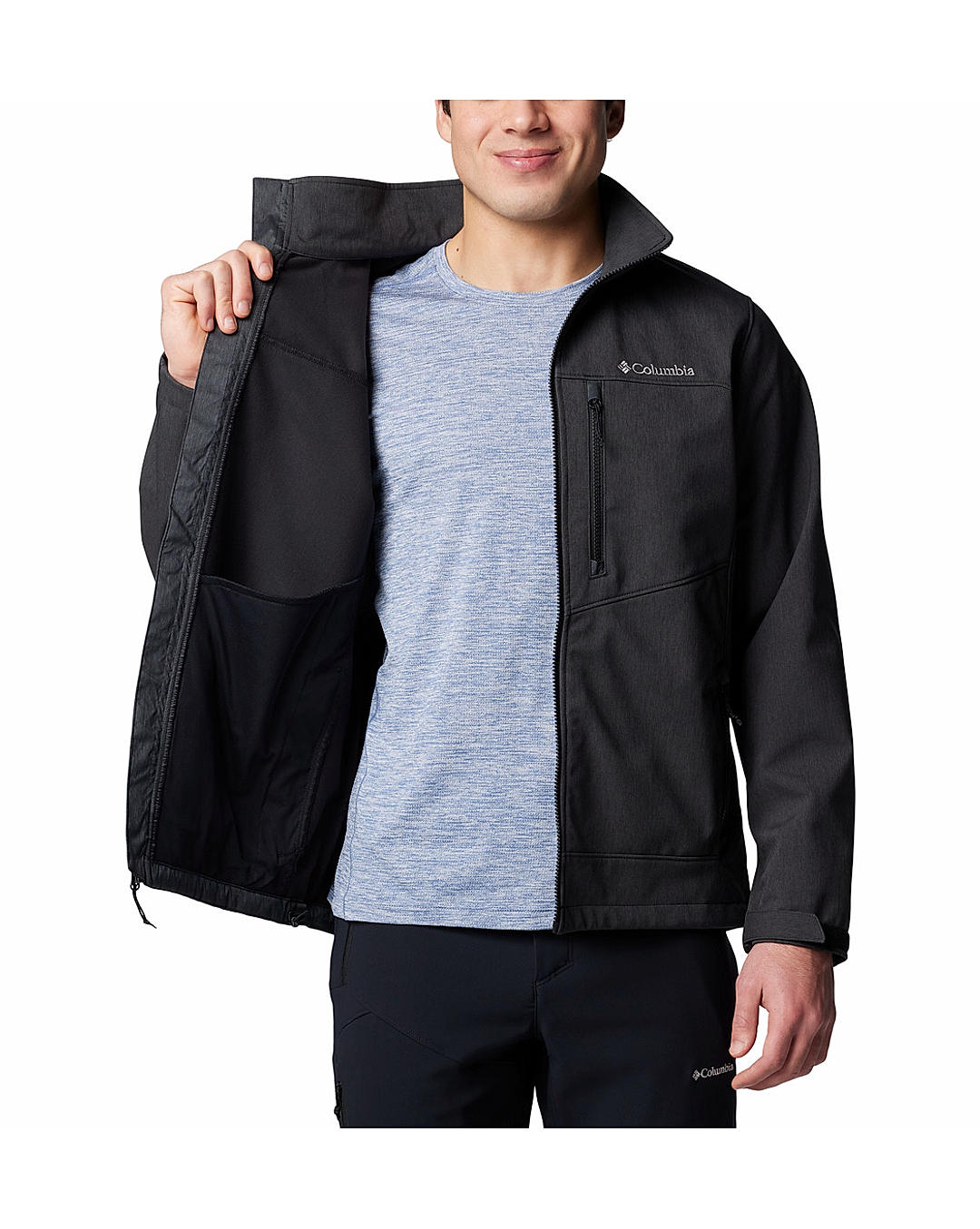 Columbia Mens Black Omnishield Cruiser Valley II Softshell Water and Wind Resistant Jacket