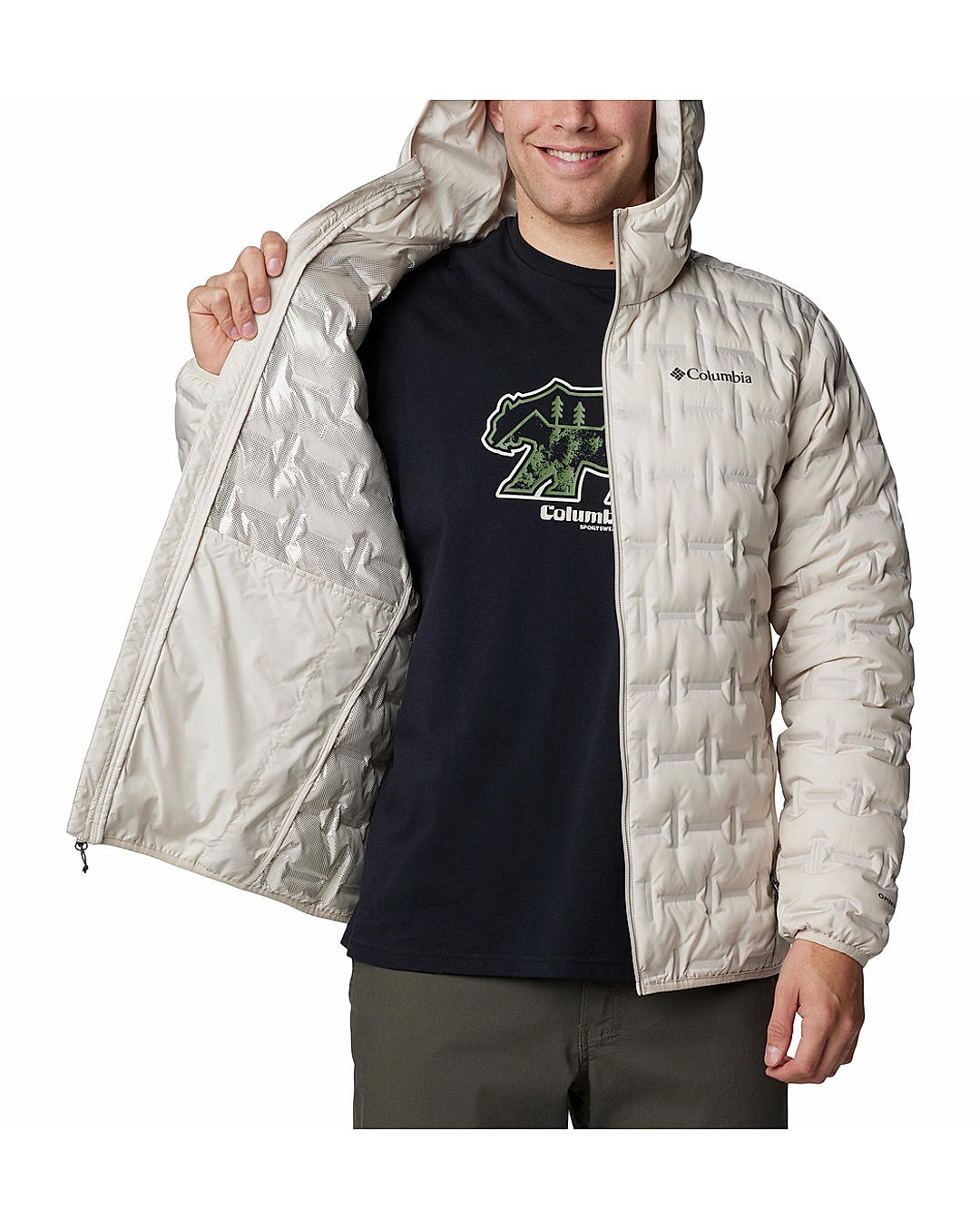 Columbia Mens Beige Omni-Heat Reflective Delta Ridge II Down Jacket