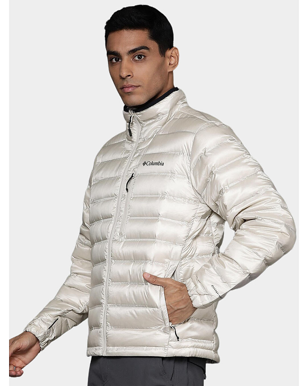 Columbia Mens Beige Omni-Heat Infinity Pebble Peak Down Jacket