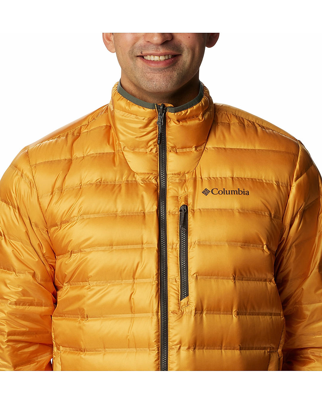 Columbia Mens Yellow Omni-Heat Infinity Pebble Peak Down Jacket