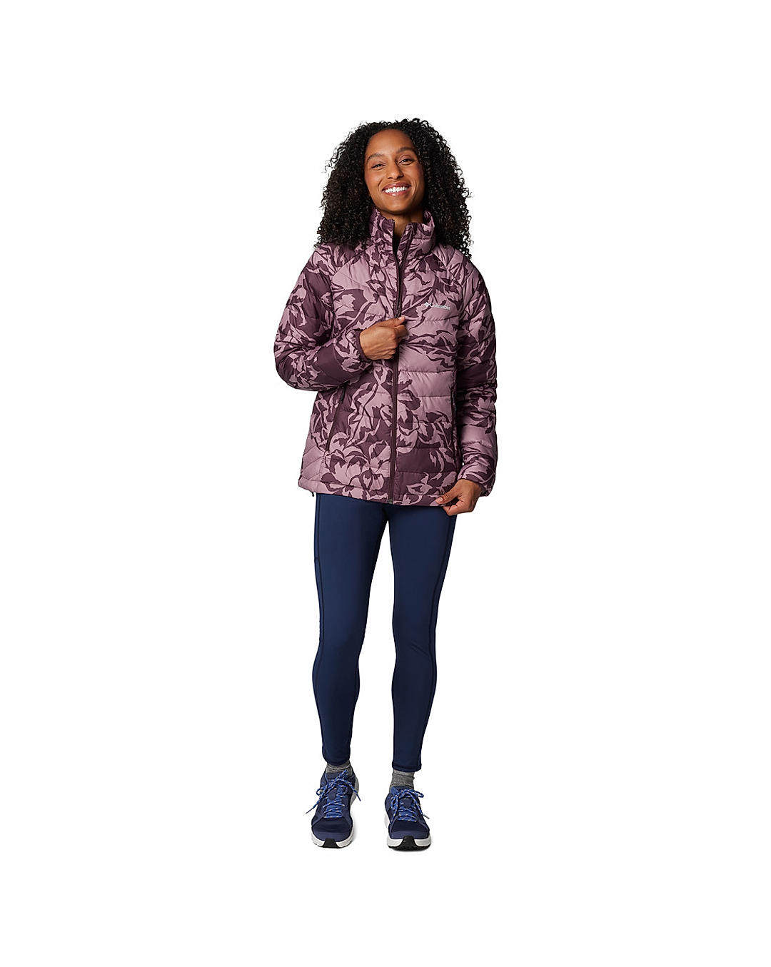 Columbia Womens Purple Omni-Heat Reflective Powder Lite II Printed Full Zip Jacket