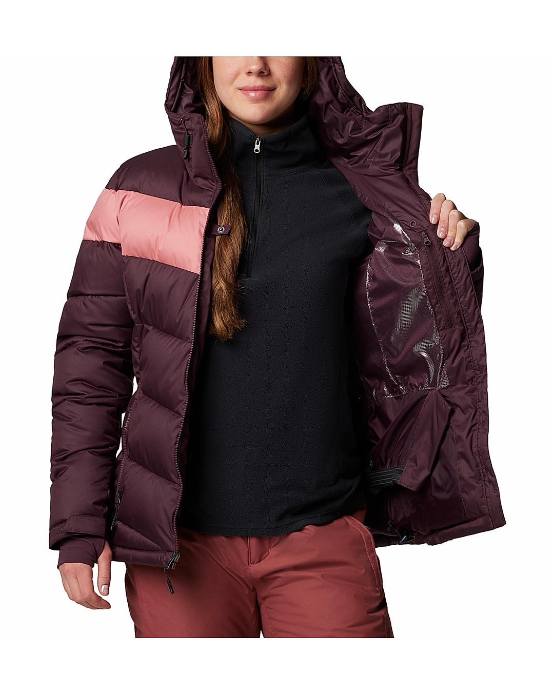 Columbia Womens Maroon Omni-Heat Reflective Abbott Peak II Insulated Jacket
