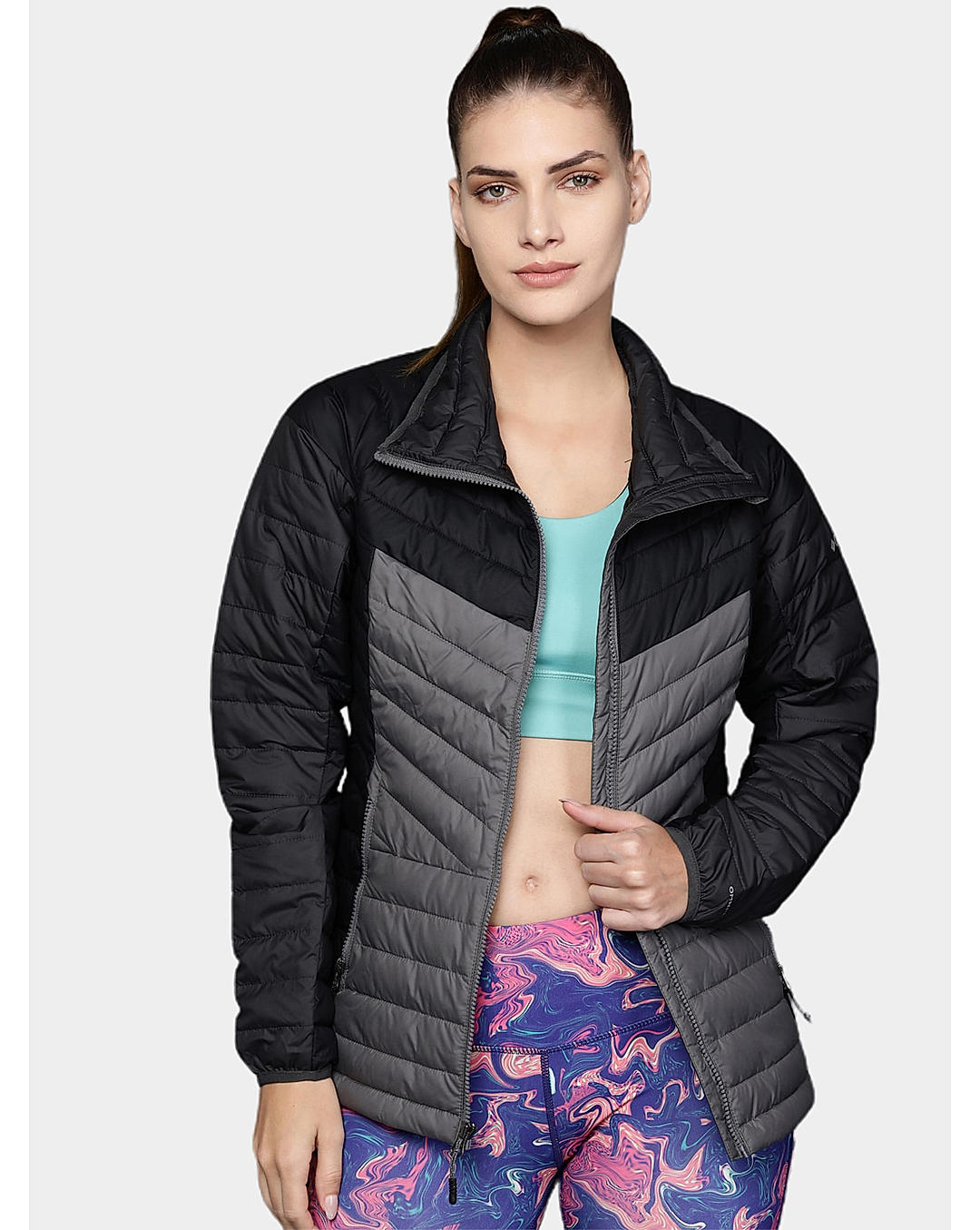 Columbia Womens Grey Omni-Heat Reflective Powder Lite II Full Zip Jacket