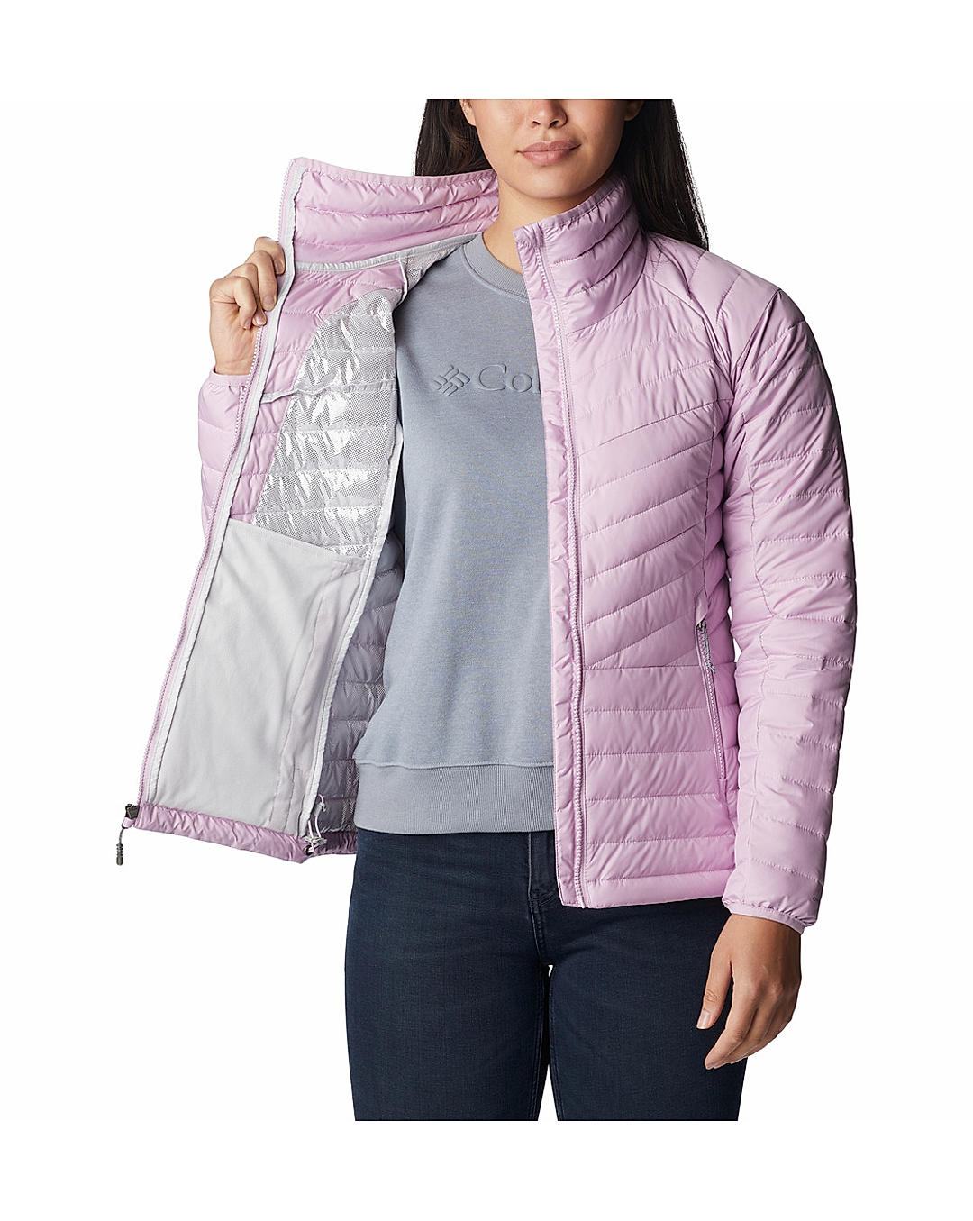 Columbia Womens Purple Omni-Heat Reflective Powder Lite II Full Zip Jacket