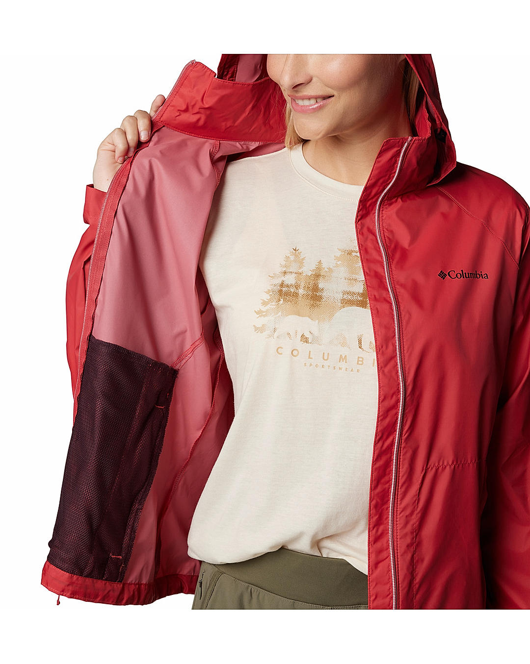 Columbia Womens Red Omni-Shield Switchback IV Water Repellent Jacket