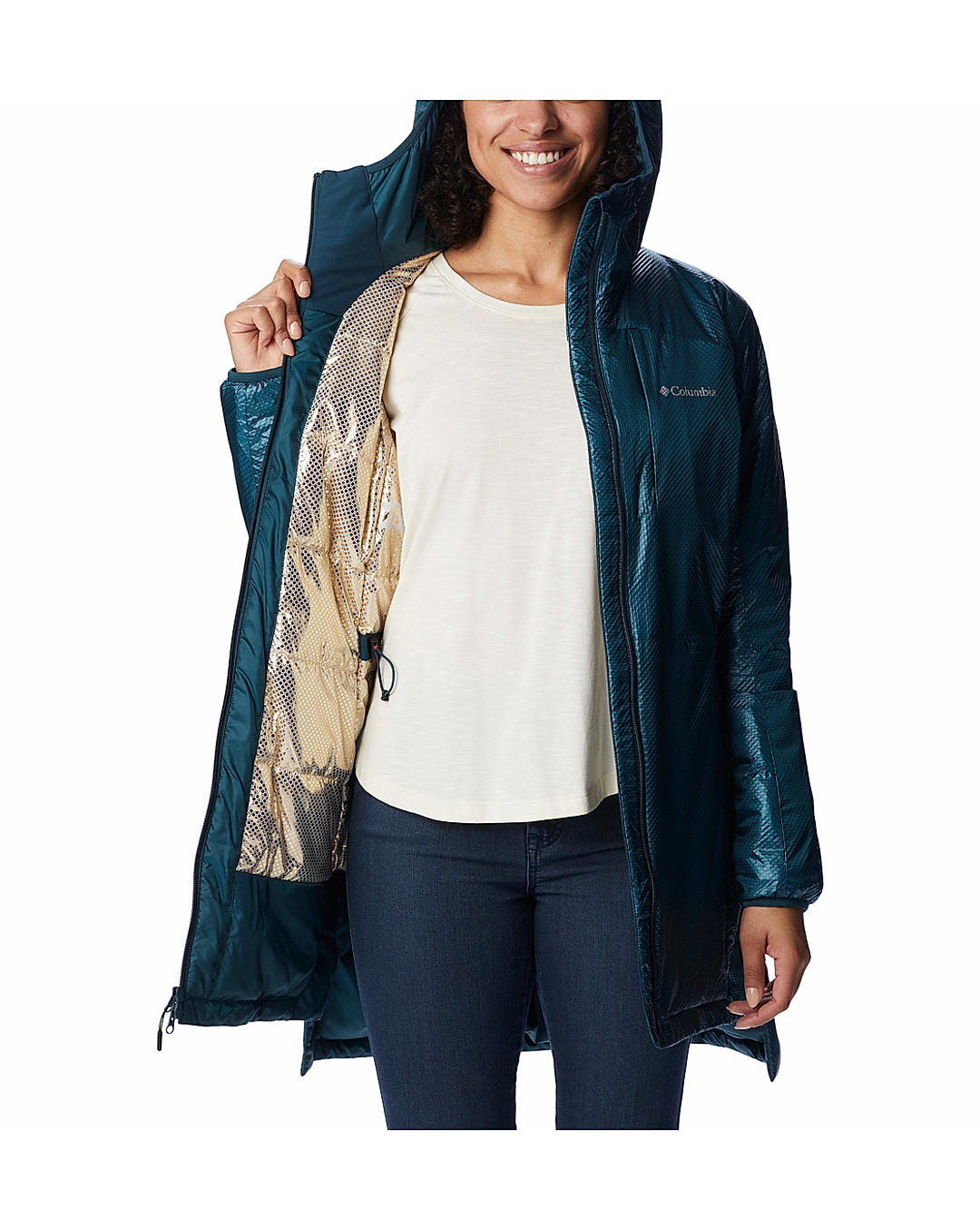 Columbia Womens Navy Omni-Heat Infinity Arch Rock Double Wall Elite Mid Jacket