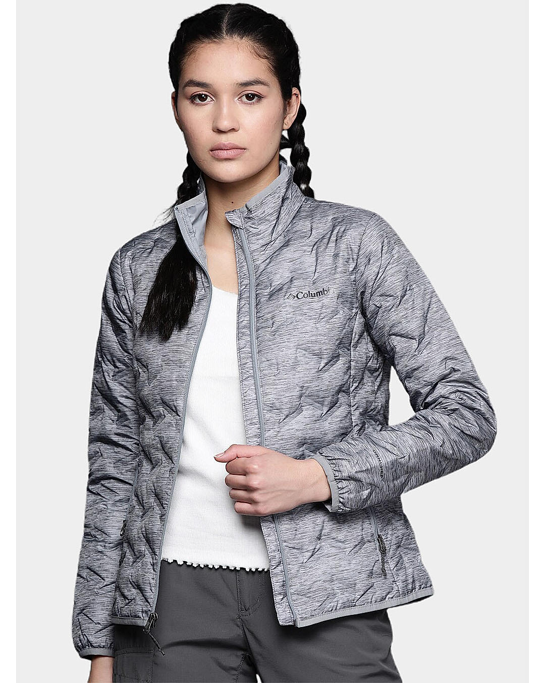 Columbia Womens Grey Omni-Heat Reflective Delta Ridge Down Jacket