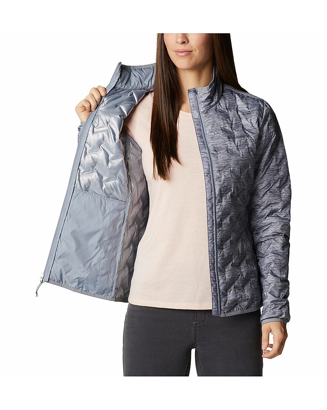 Columbia Womens Grey Omni-Heat Reflective Delta Ridge Down Jacket