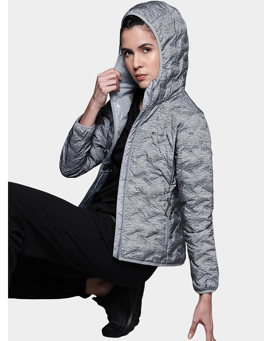 Columbia Womens Grey Omni-Heat Reflective Delta Ridge Down Jacket