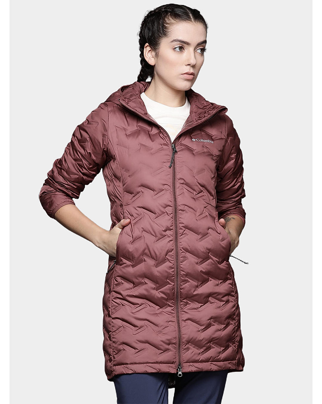 Columbia Womens Red Omni-Heat Reflective Delta Ridge Long Down Jacket