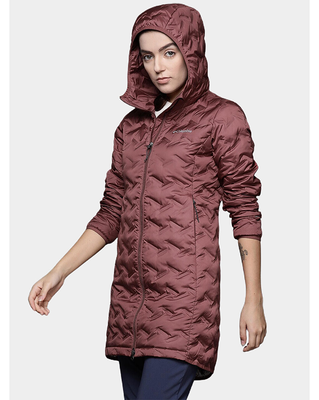 Columbia Womens Red Omni-Heat Reflective Delta Ridge Long Down Jacket