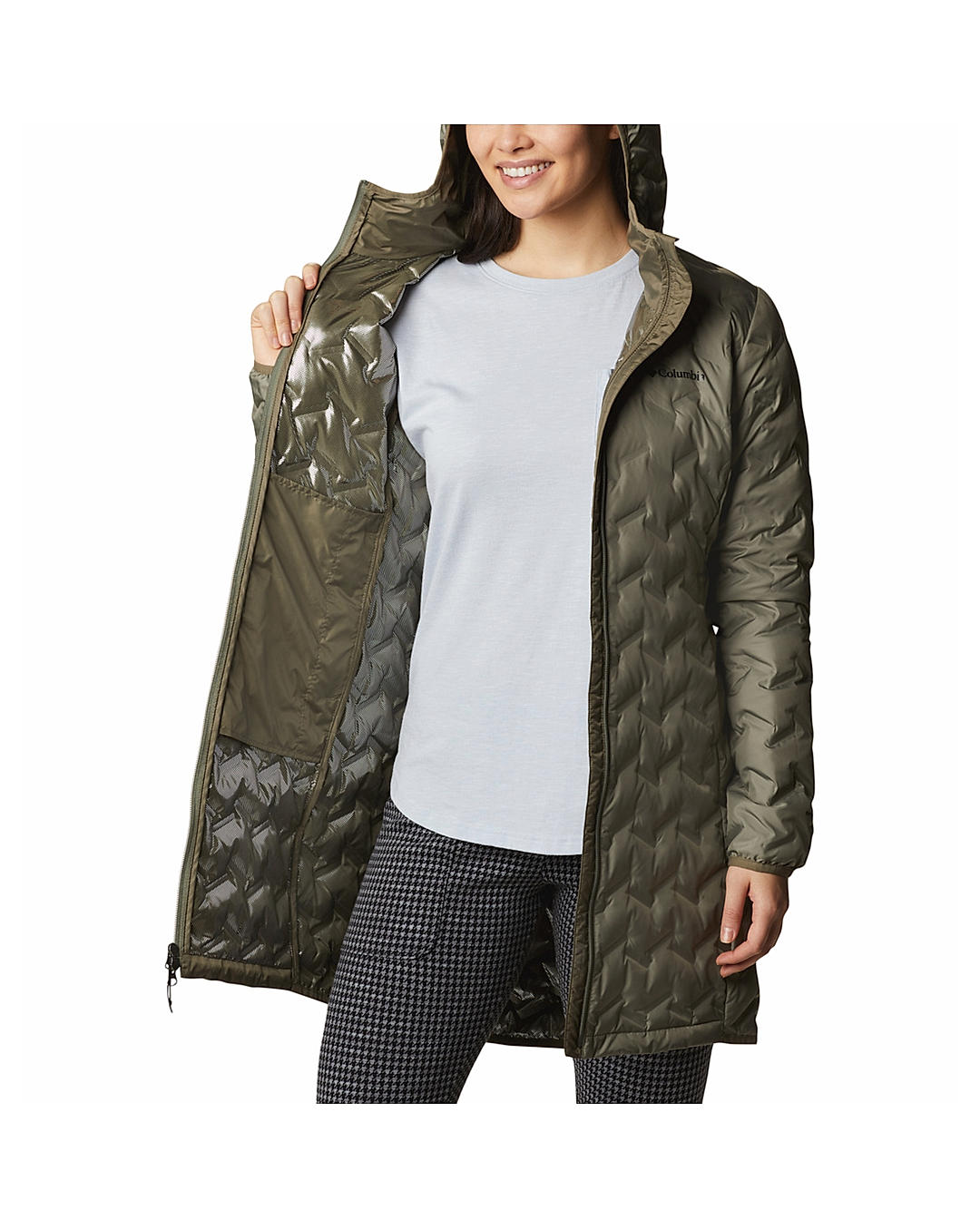 Columbia Womens Olive Omni-Heat Reflective Delta Ridge II Long Down Jacket