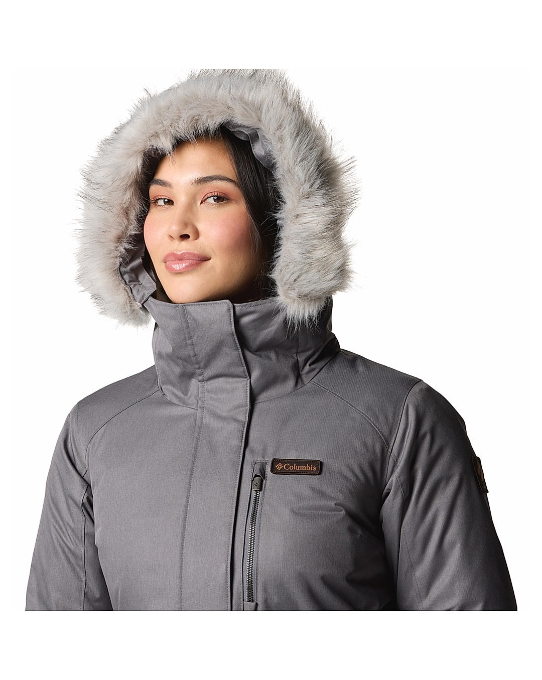 Columbia Womens Grey Omni-Heat Reflective Suttle Mountain Long Insulated Jacket