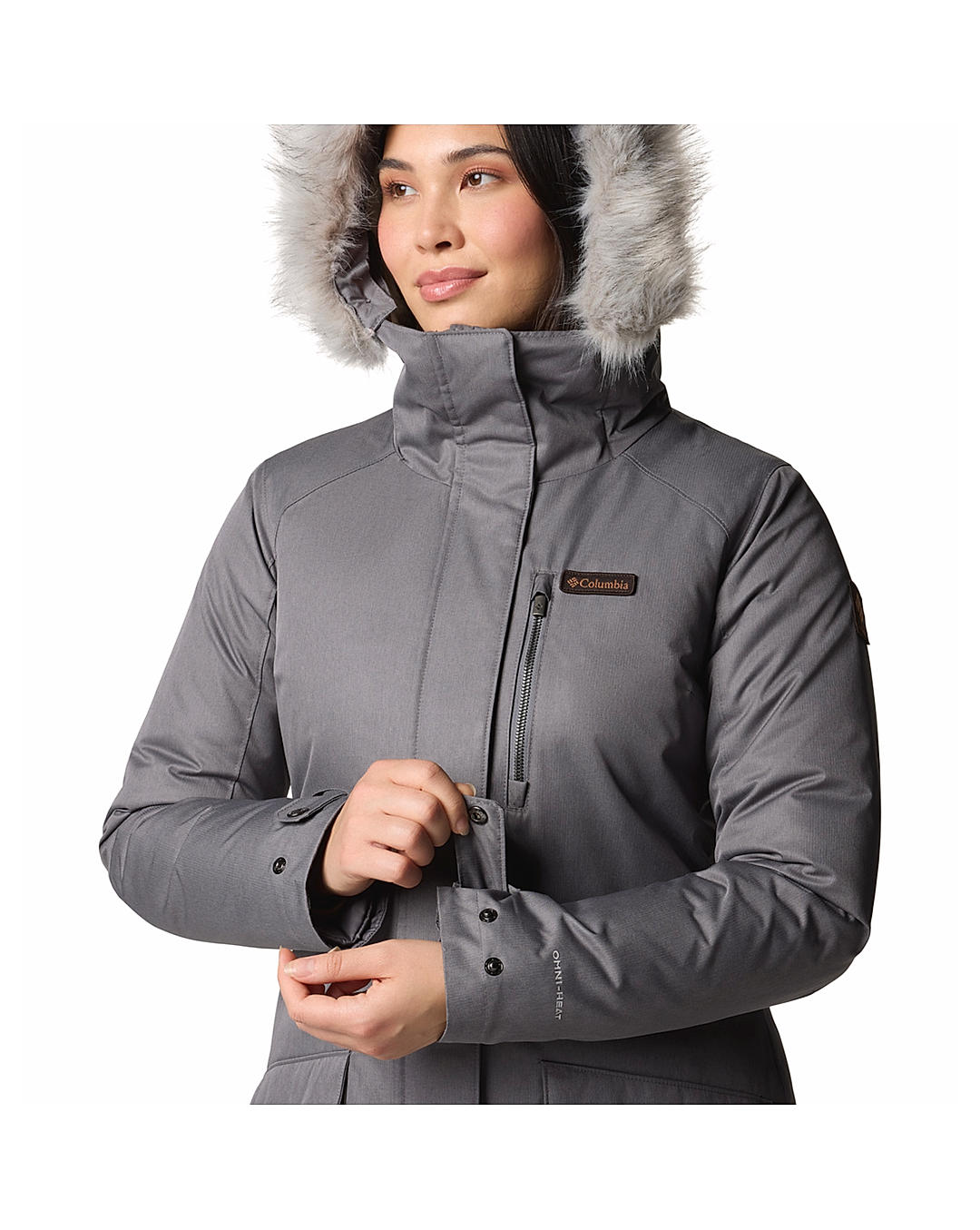 Columbia Womens Grey Omni-Heat Reflective Suttle Mountain Long Insulated Jacket