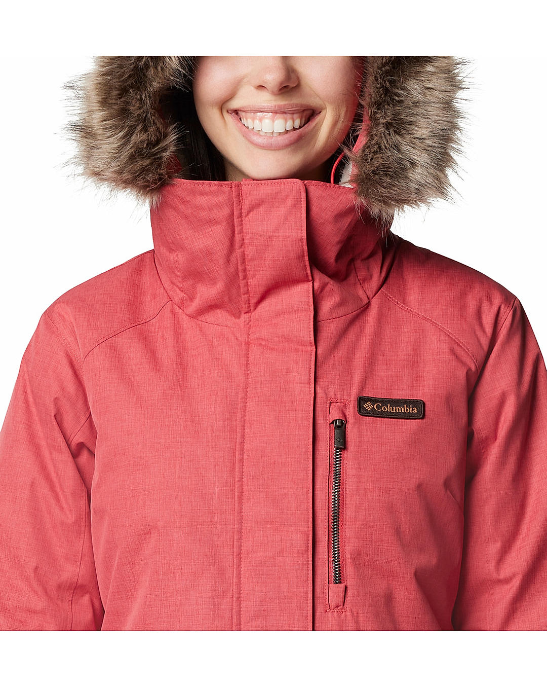 Columbia Womens Pink Omni-Heat Reflective Suttle Mountain Long Insulated Jacket