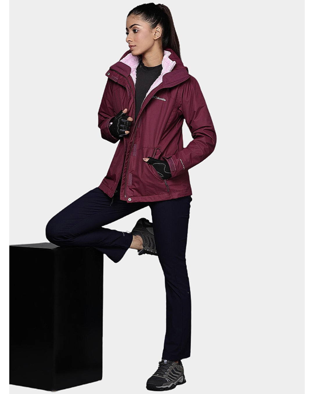 Columbia Womens Red Omni-Heat Reflective Bugaboo II Fleece Interchange Jacket