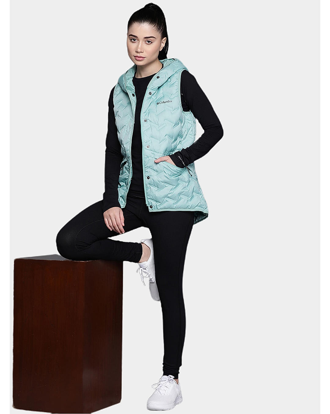 Columbia Women Blue Delta Ridge Hooded Vest Jacket 