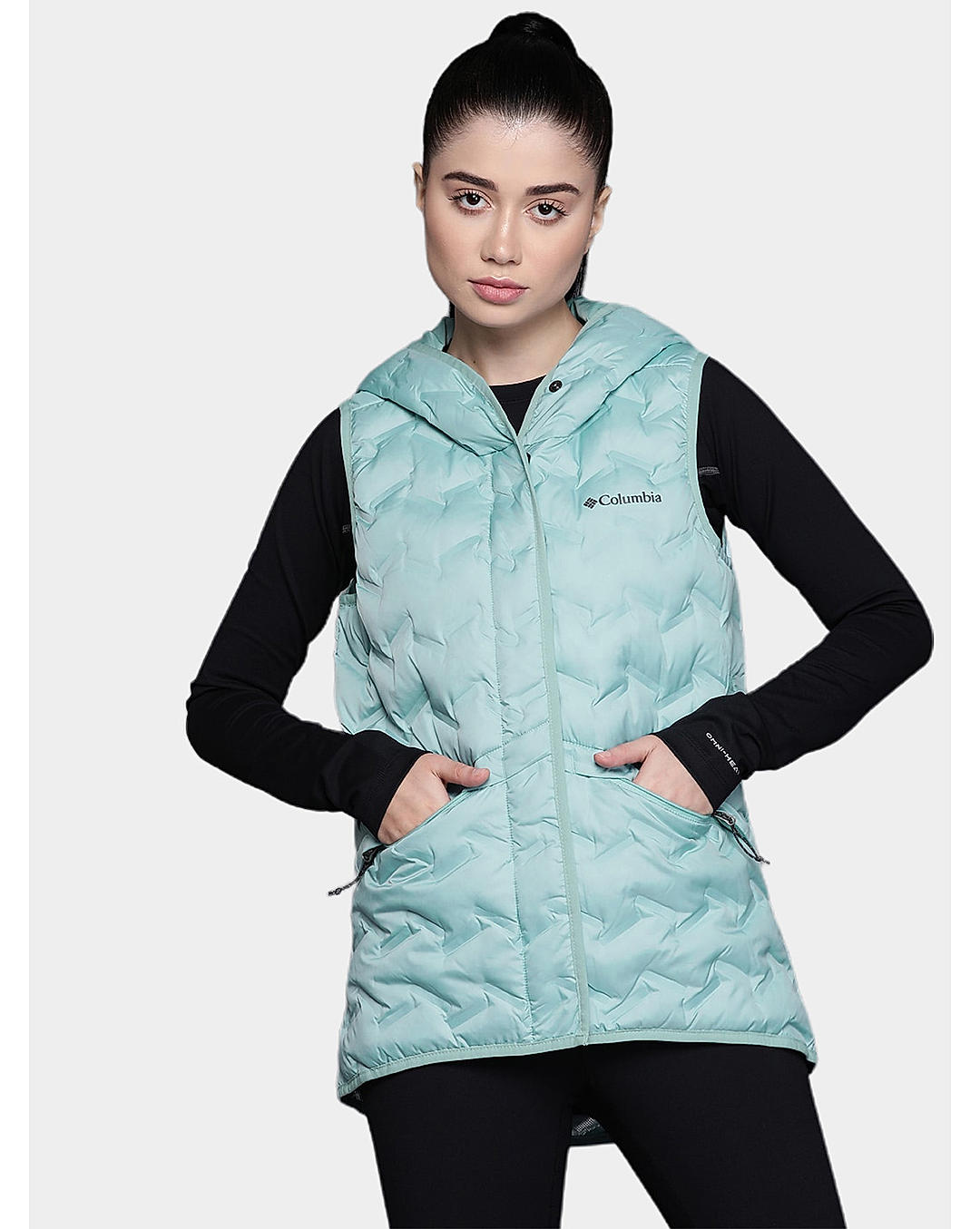 Columbia Women Blue Delta Ridge Hooded Vest Jacket 
