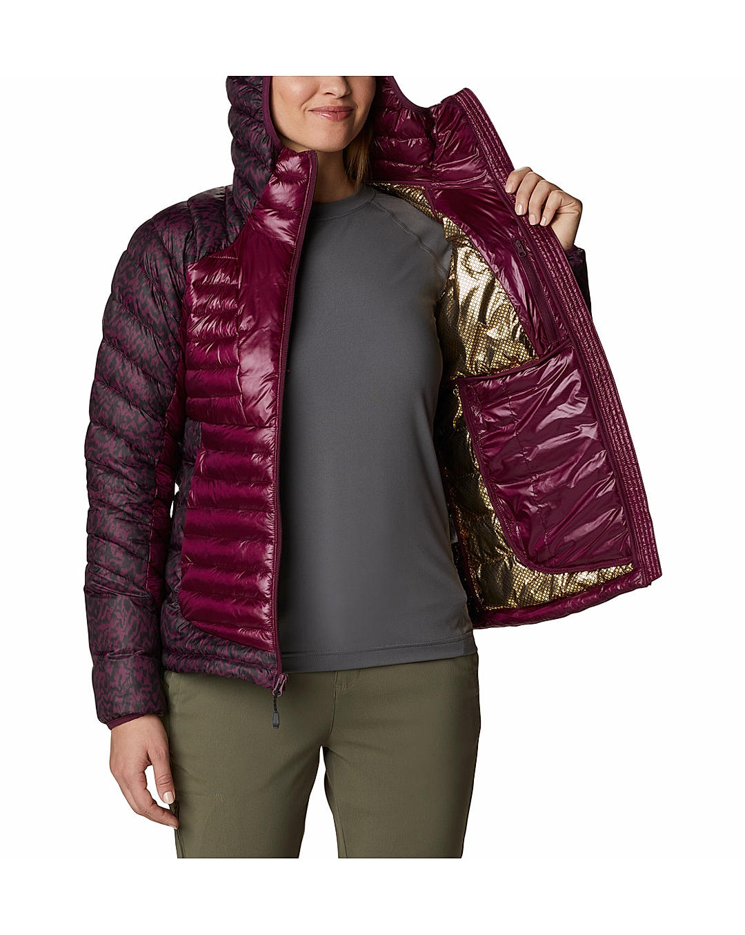Columbia Womens Maroon Omni-Heat Infinity Labyrinth Loop Jacket