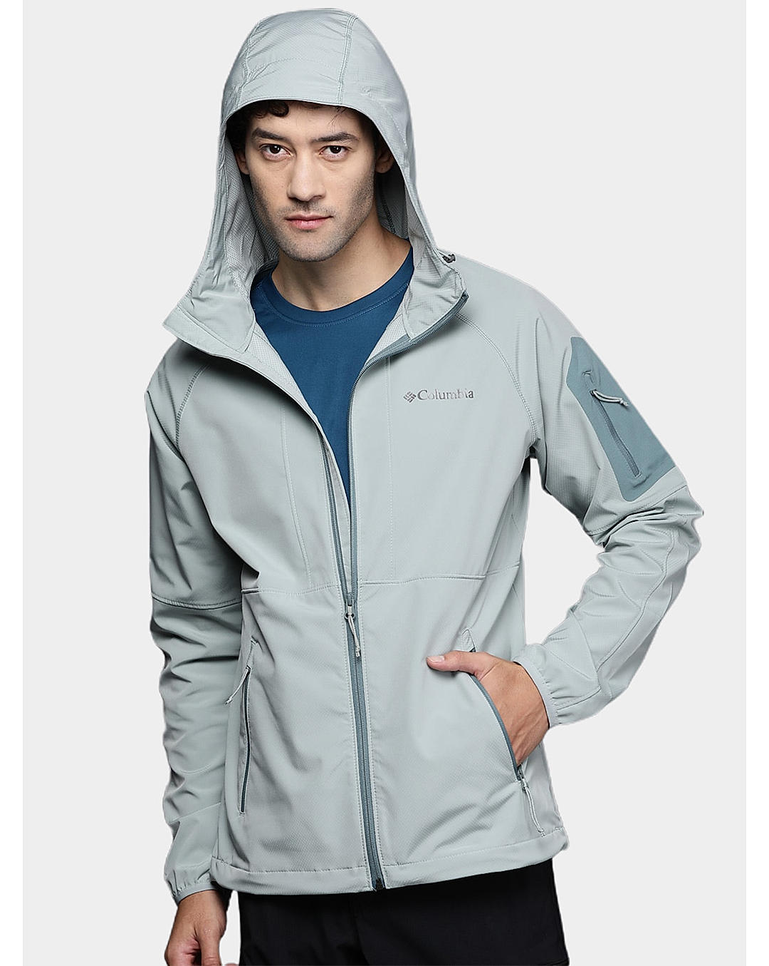 Columbia Mens Green Omnishield Tall Heights Hooded Softshell Water and Wind Resistant Jacket