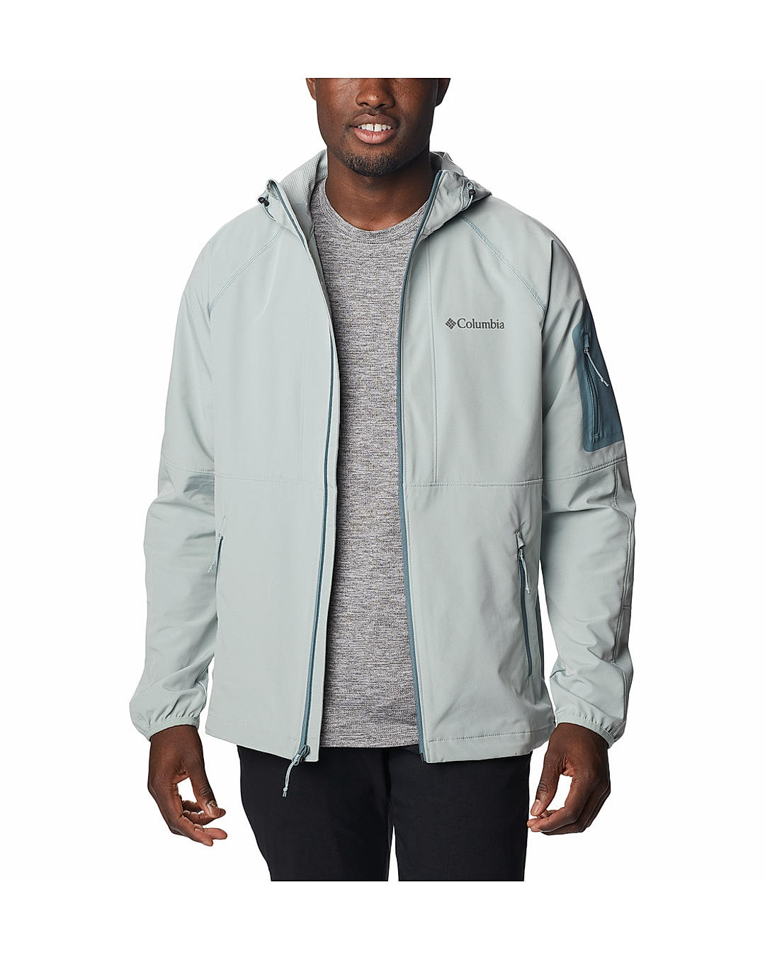 Columbia Mens Green Omnishield Tall Heights Hooded Softshell Water and Wind Resistant Jacket