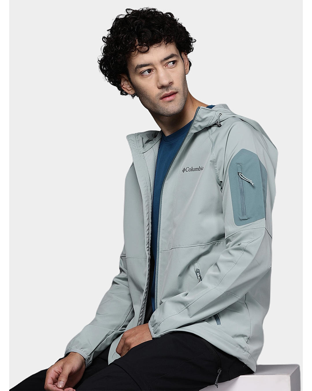 Columbia green lake hooded softshell top