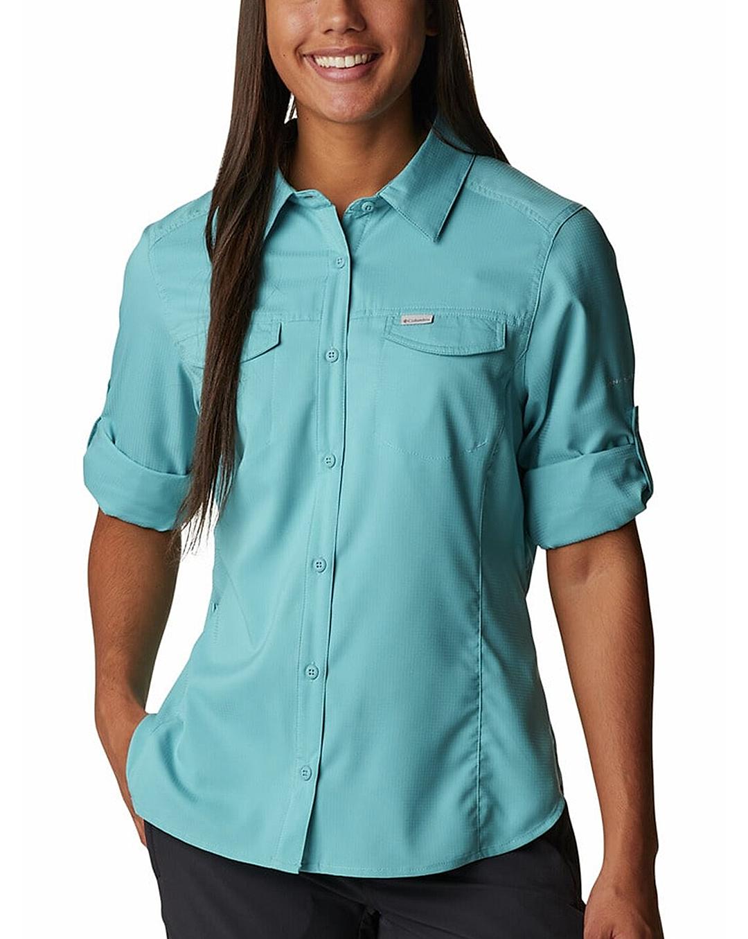 Columbia Womens Blue Omni-Wick Silver Ridge Lite  Long Sleeve Shirt