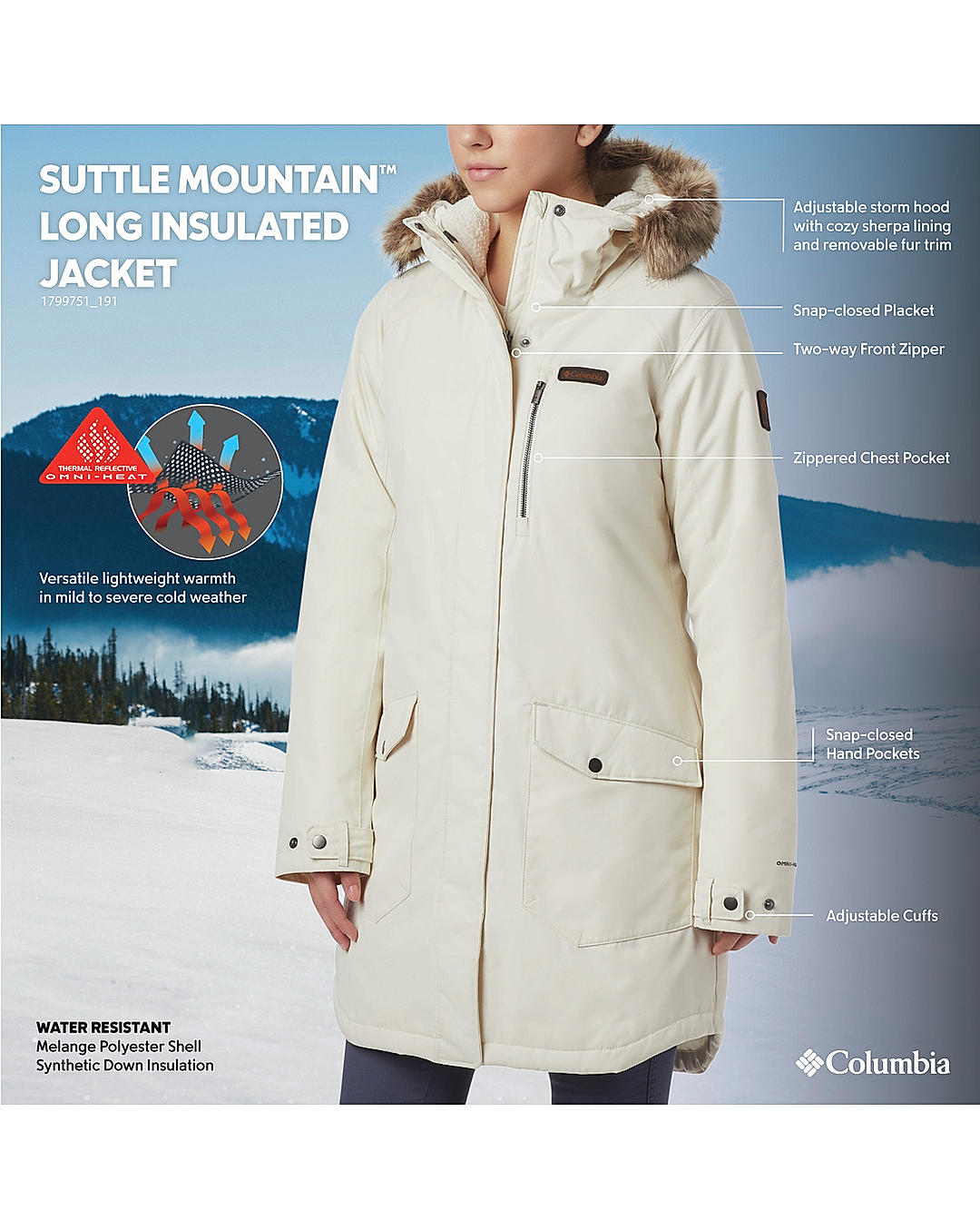 Columbia Women's Suttle Mountain Snow Long Insulated Jacket
