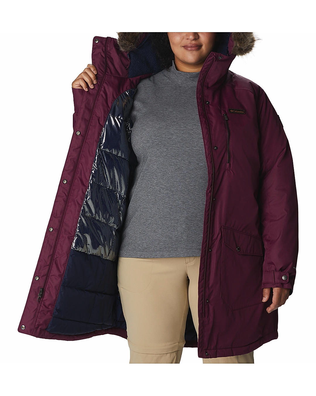 Columbia Women Red Suttle Mountain Long Insulated Jacket