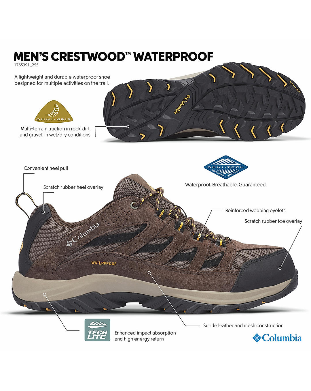 Columbia Men Grey CRESTWOOD Water Resistant Shoes