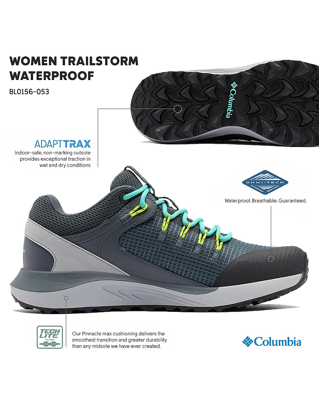 Columbia Women Grey TRAILSTORM Water Resistant Shoes