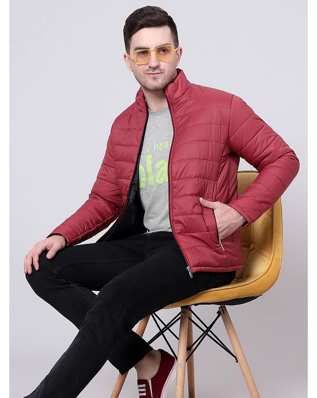 Maroon puffer jacket mens best sale