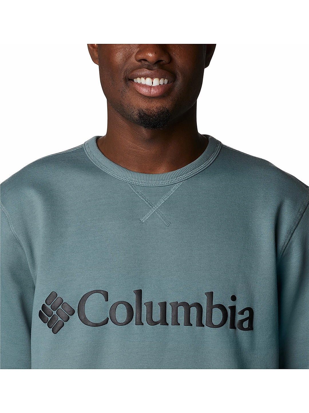 Columbia Mens Green UPF 50 M Columbia Logo Fleece Crew Pullover