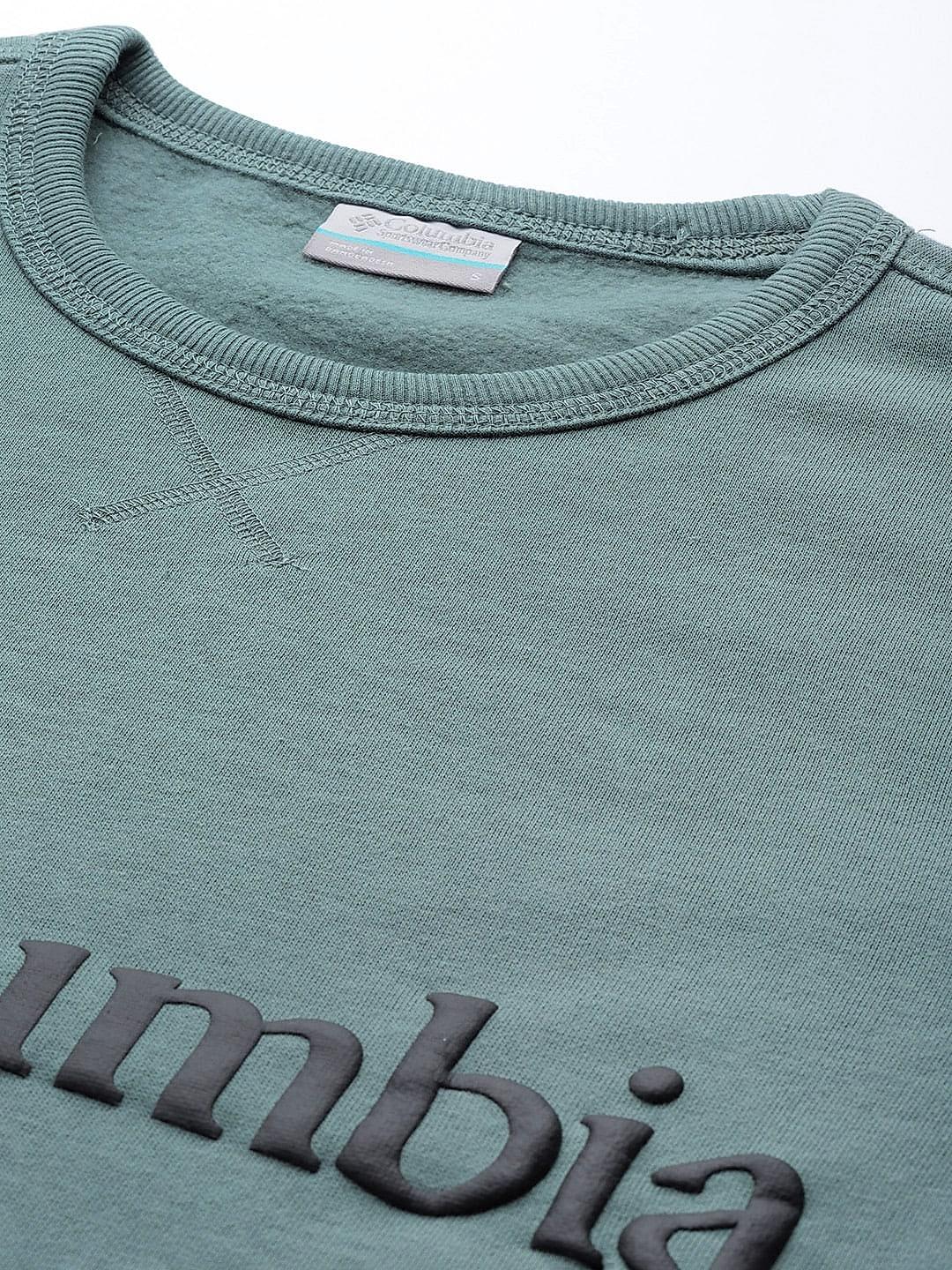 Columbia Mens Green UPF 50 M Columbia Logo Fleece Crew Pullover
