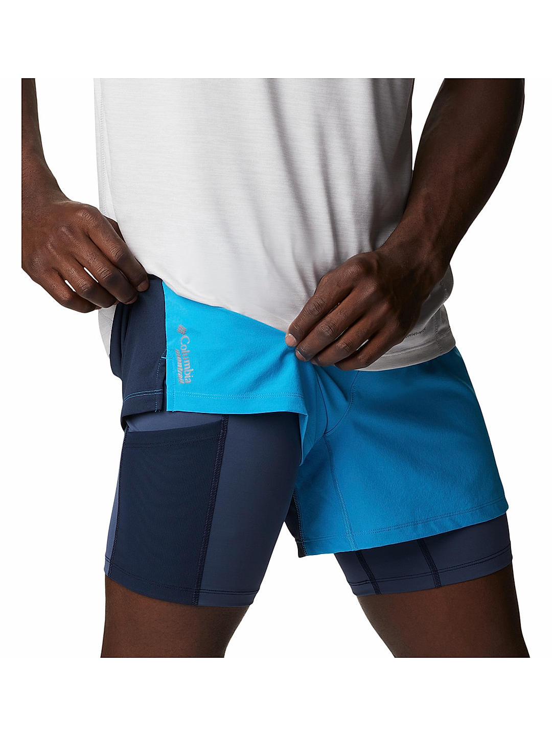 Columbia Mens Navy UPF 40 M Endless Trail 2in1 Running Shorts