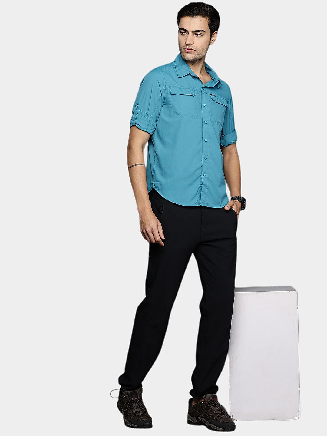 Columbia Mens Blue Omni-Wick Silver Ridge2.0  Long Sleeve Shirt