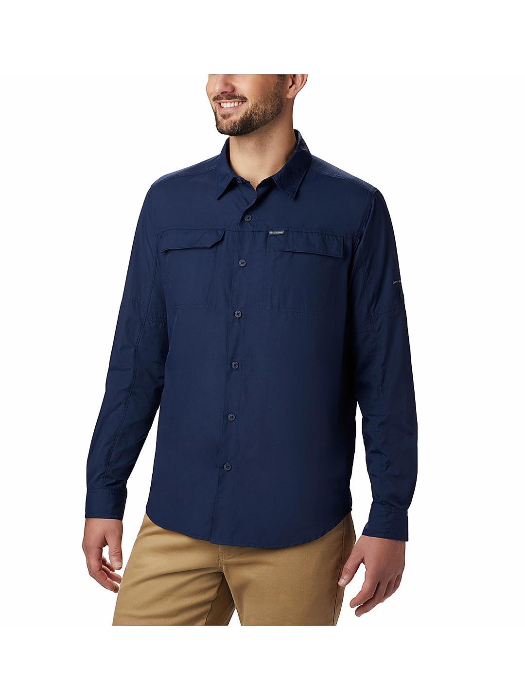 Columbia Mens Navy Omni-Wick Silver Ridge2.0  Long Sleeve Shirt
