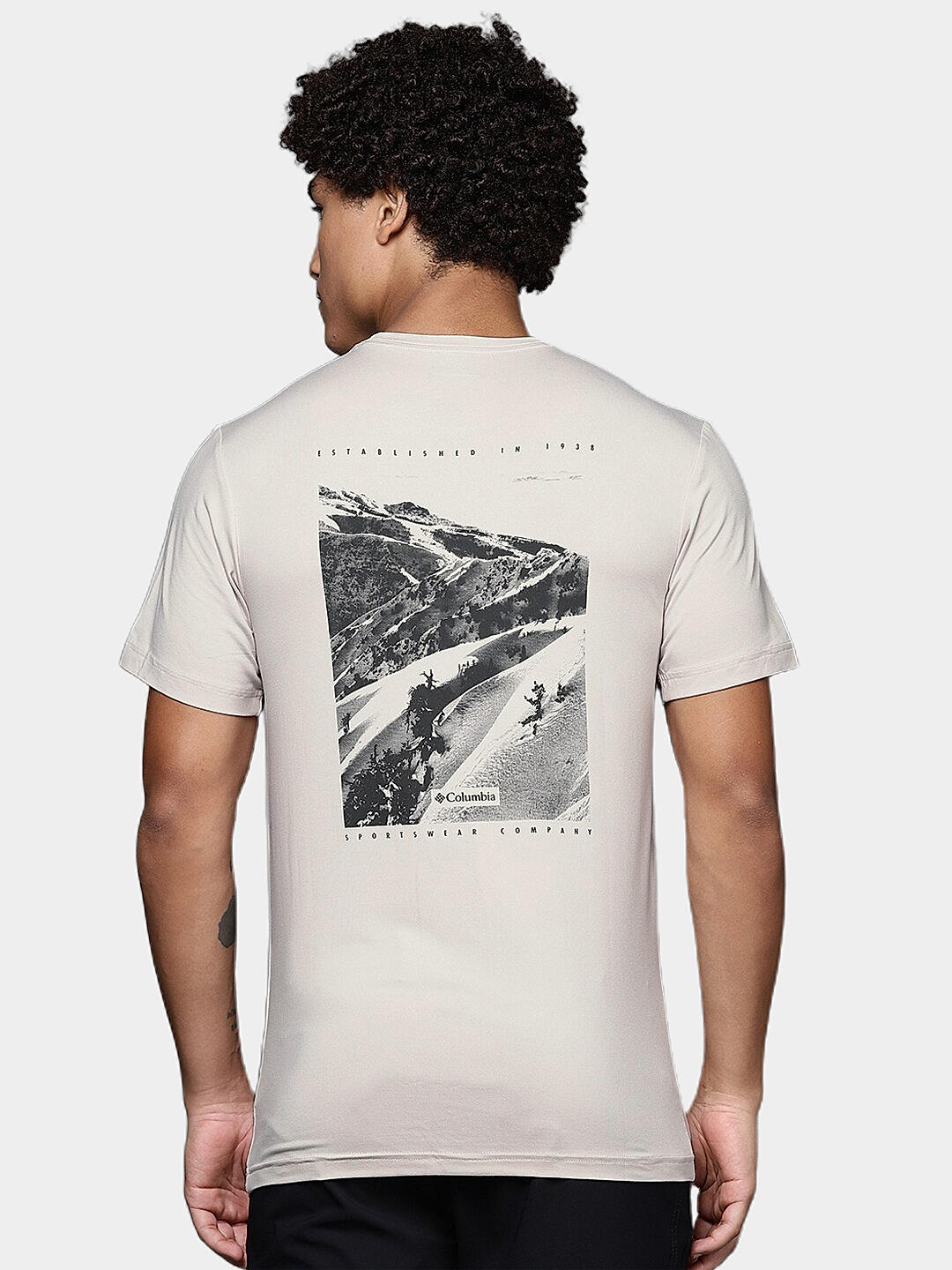 Columbia Mens Beige Omni-Wick Tech Trail Graphic Tshirt