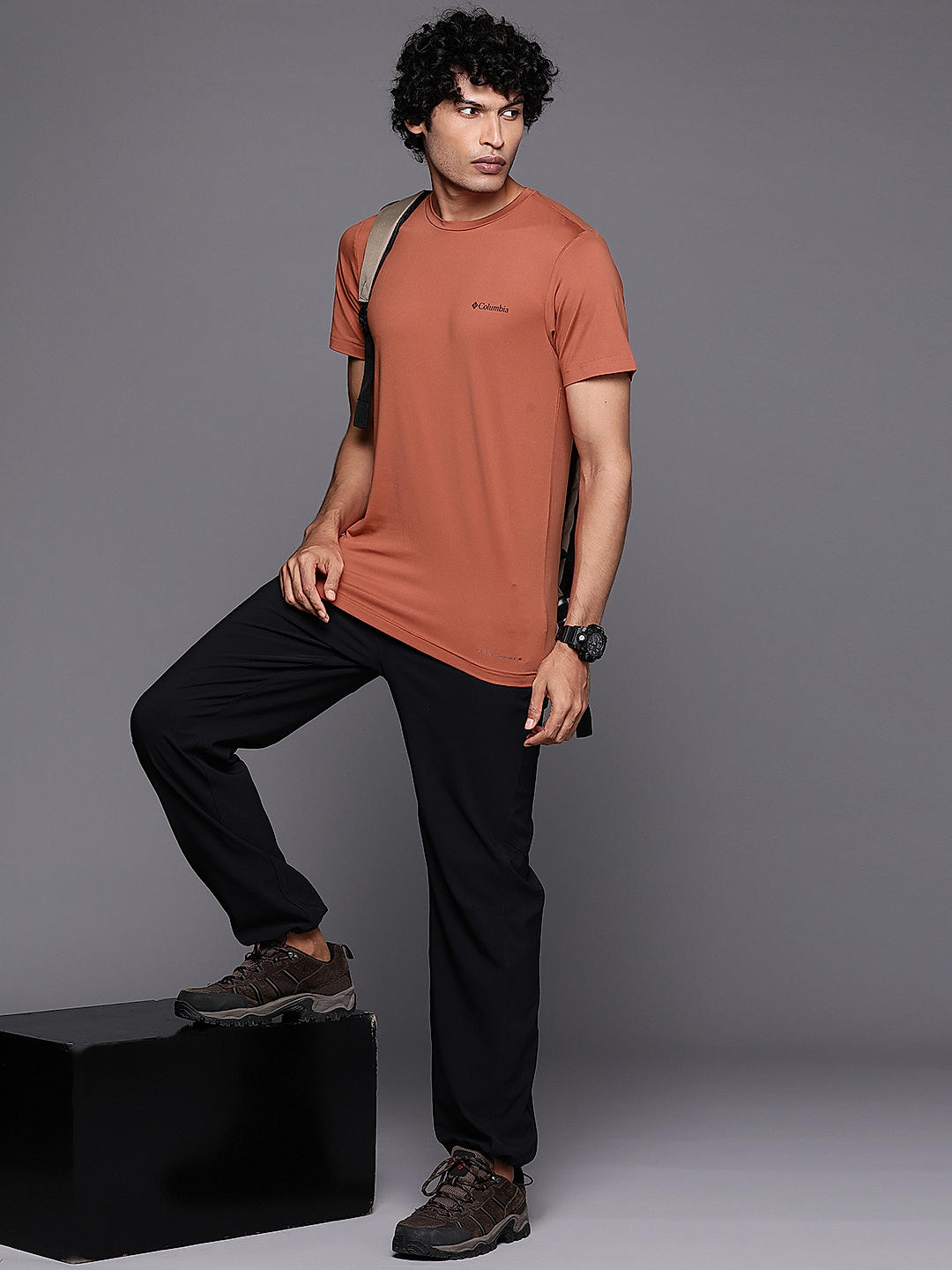 Columbia Mens Orange Omni-Wick Tech Trail Graphic Tshirt