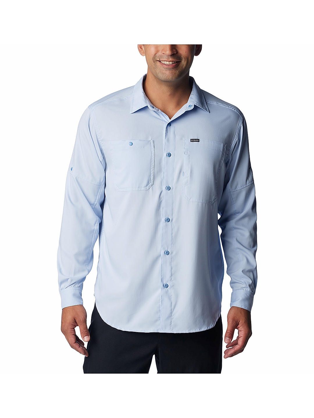 Columbia Mens Navy Omni-Shade Silver Ridge Utility Lite Long Sleeve Shirt