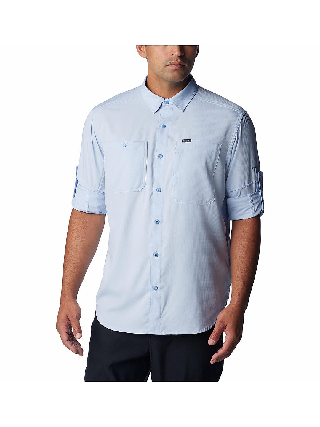 Columbia Mens Navy Omni-Shade Silver Ridge Utility Lite Long Sleeve Shirt