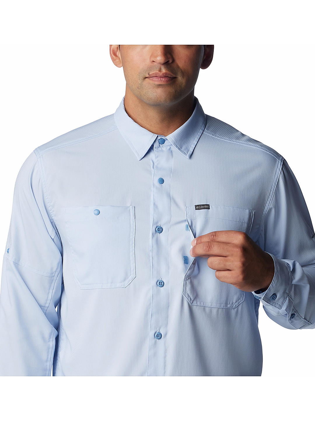 Columbia Mens Navy Omni-Shade Silver Ridge Utility Lite Long Sleeve Shirt