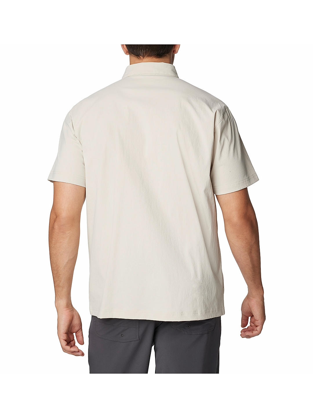 Columbia Mens Beige Omni-Shade Landroamer Ripstop Short Sleeve Shirt