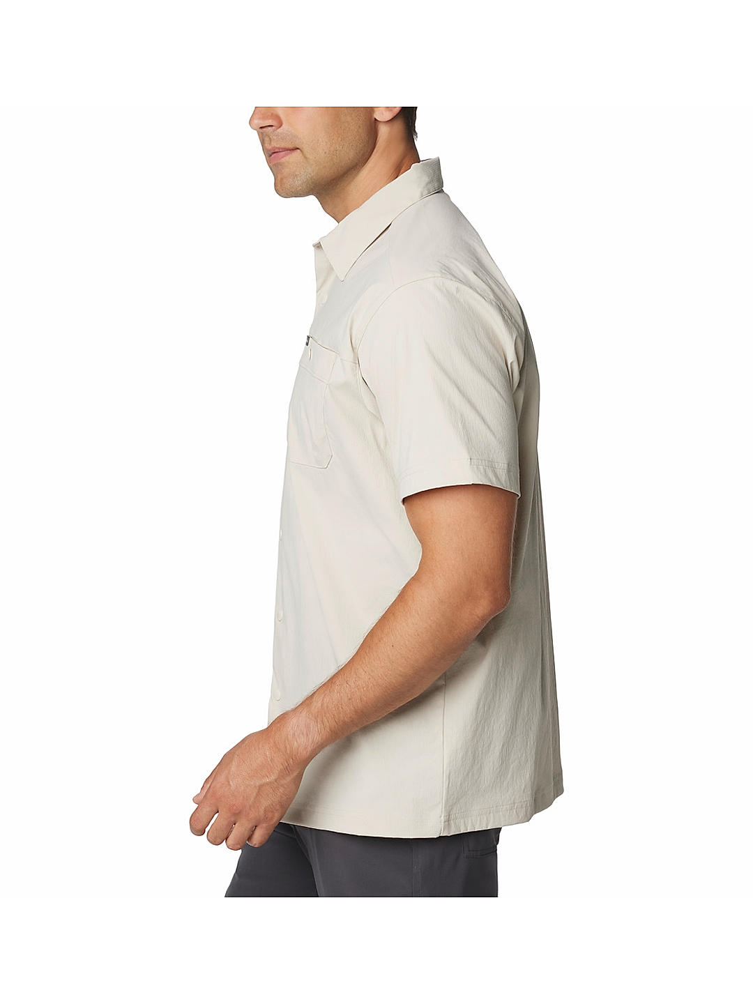 Columbia Mens Beige Omni-Shade Landroamer Ripstop Short Sleeve Shirt