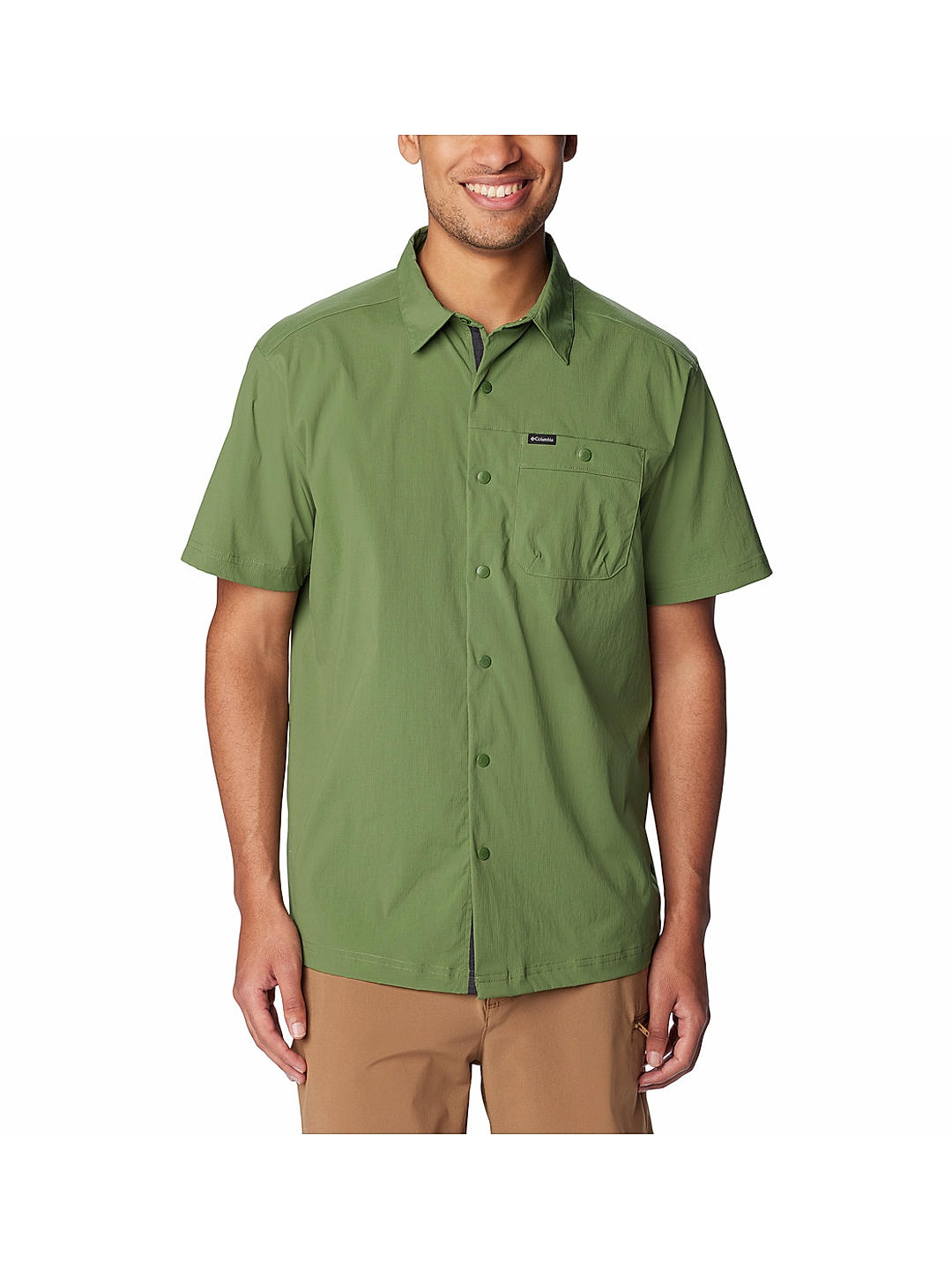 Columbia Mens Green Omni-Shade Landroamer Ripstop Short Sleeve Shirt
