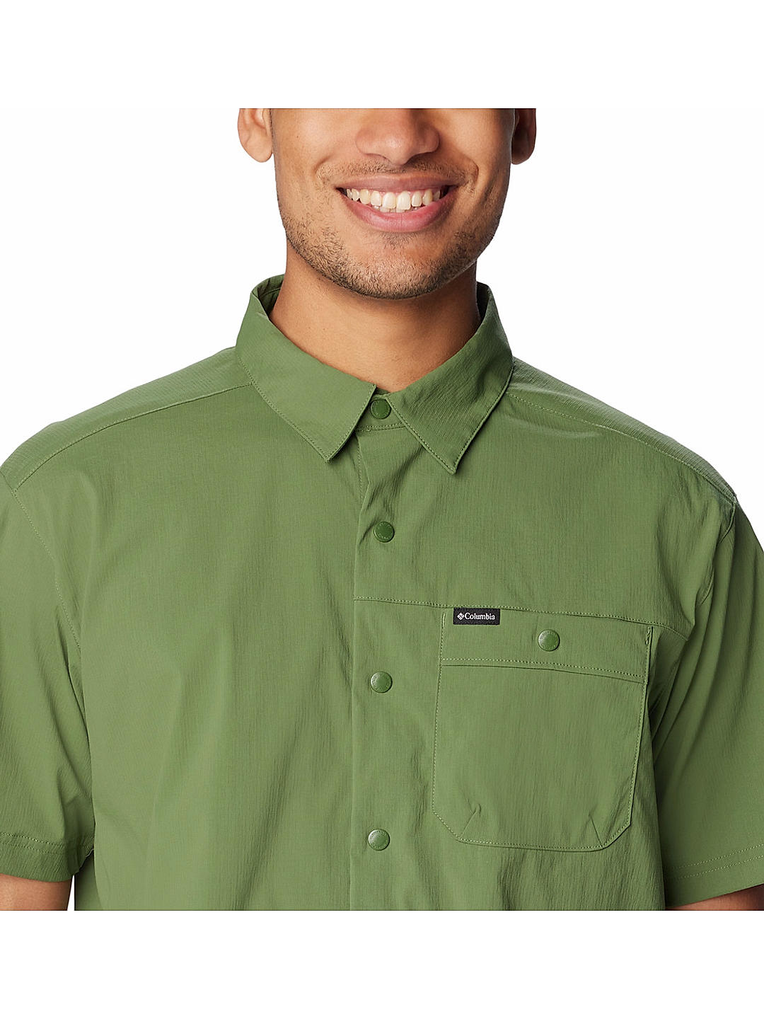 Columbia Mens Green Omni-Shade Landroamer Ripstop Short Sleeve Shirt