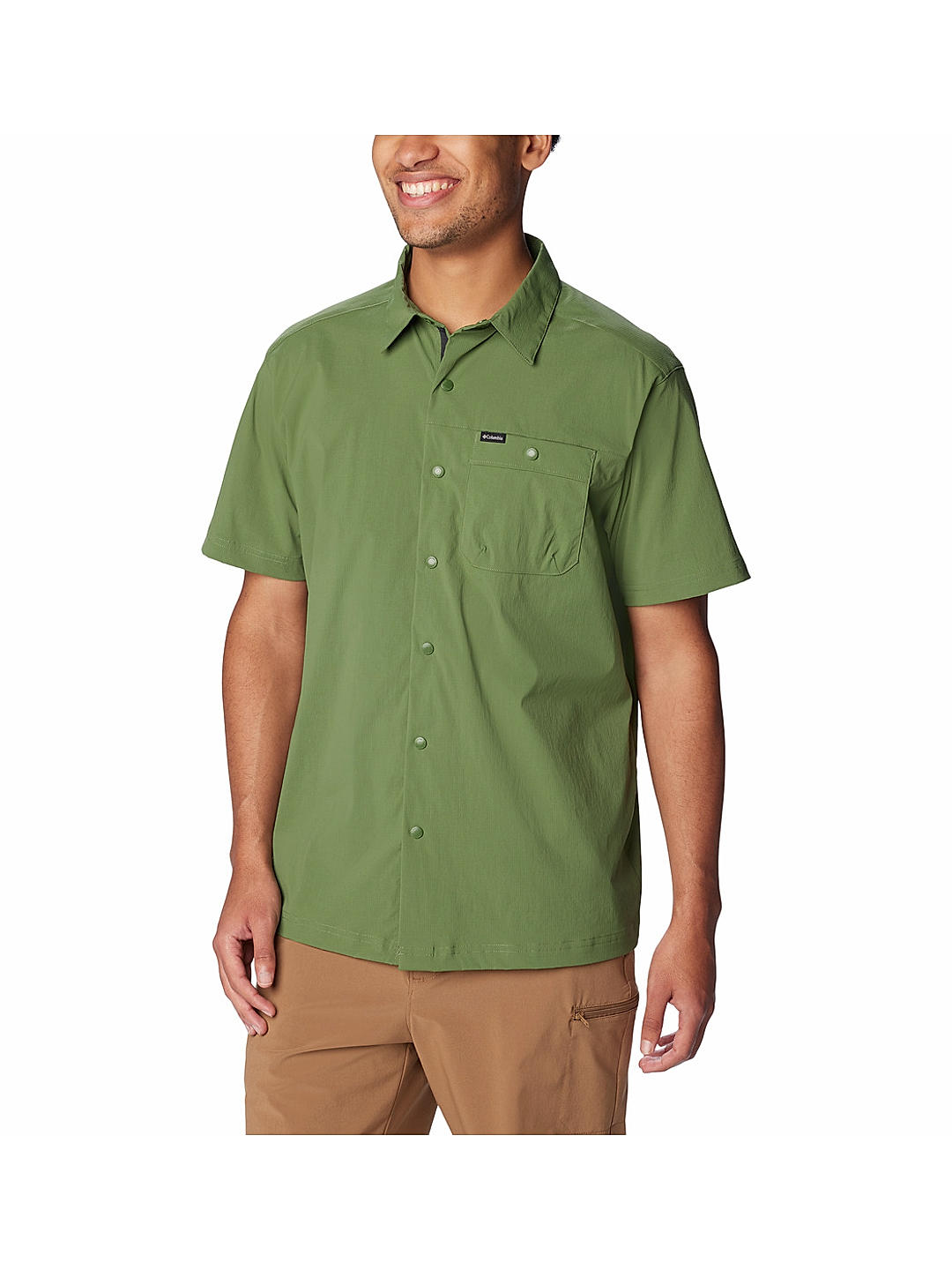 Columbia Mens Green Omni-Shade Landroamer Ripstop Short Sleeve Shirt