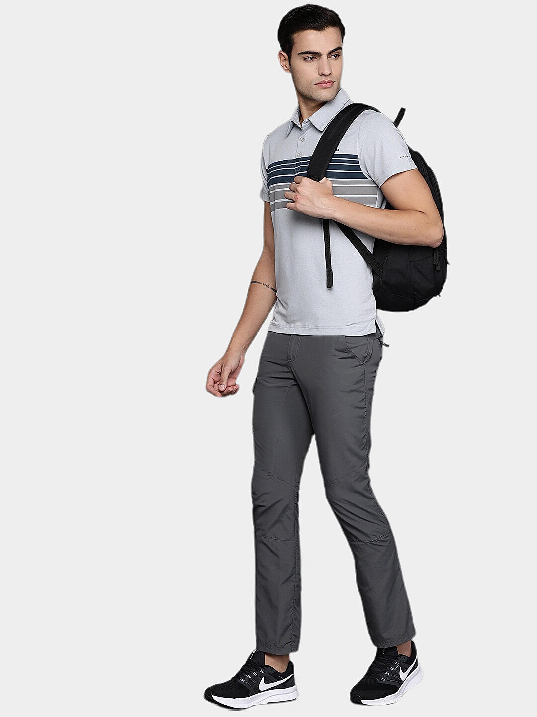 Columbia Mens Grey Omni-Wick Tech Trail Novelty Polo Tshirt