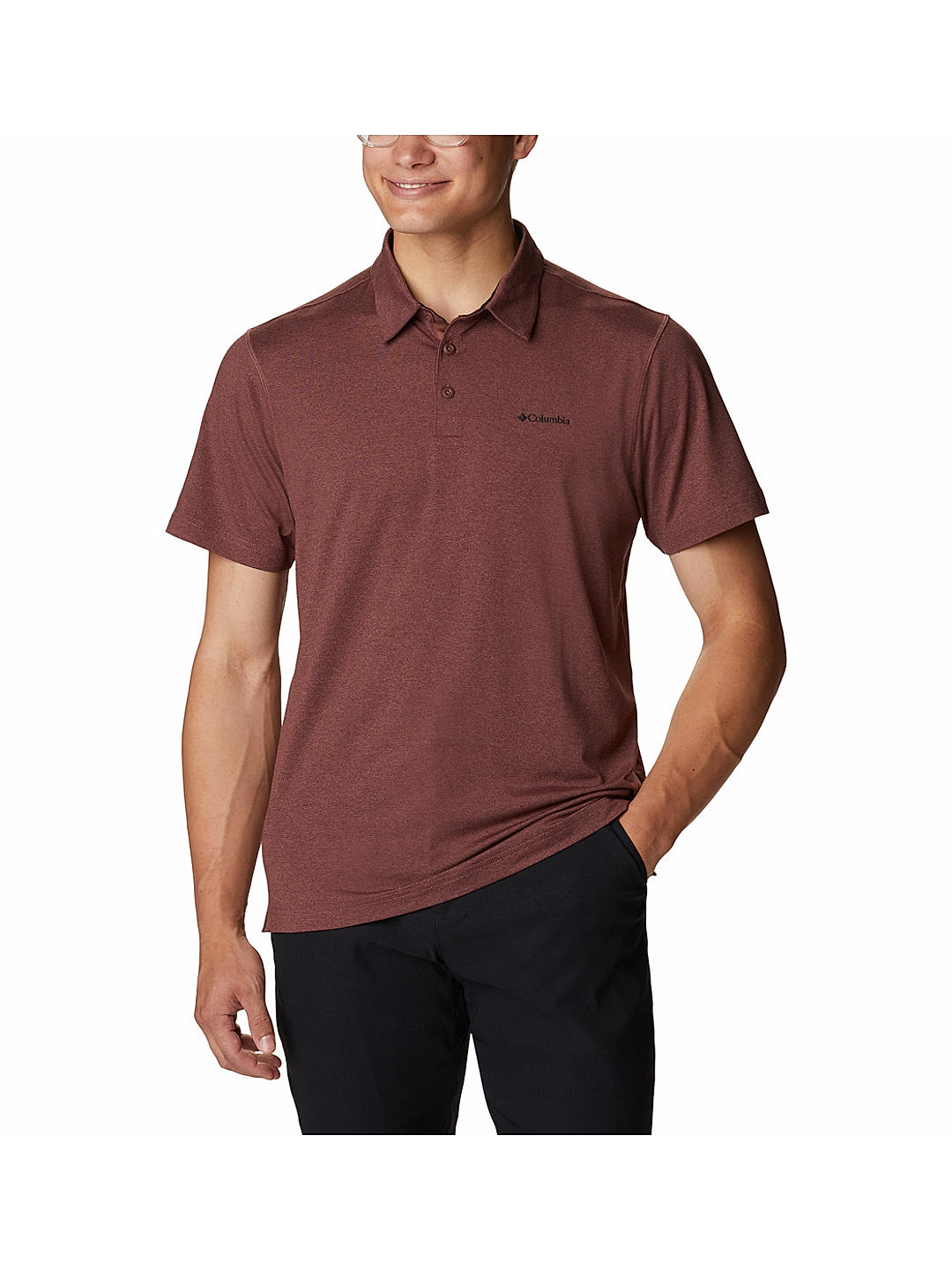 Columbia Mens Brown Omni-Wick Tech Trail Polo Tshirt